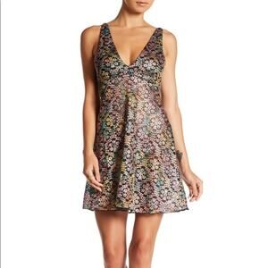 Intimately Free People Rainbow Floral Lace Babydoll Slip Dress Size Small